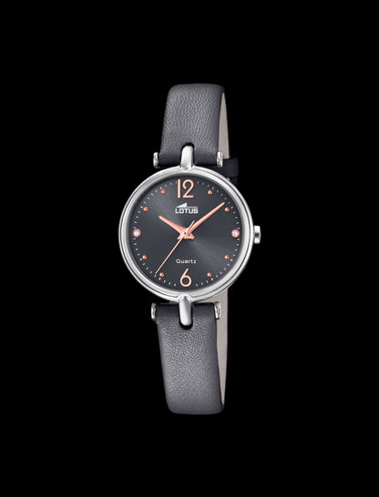 MONTRE NOIR, BRACELET CUIR, FEMME