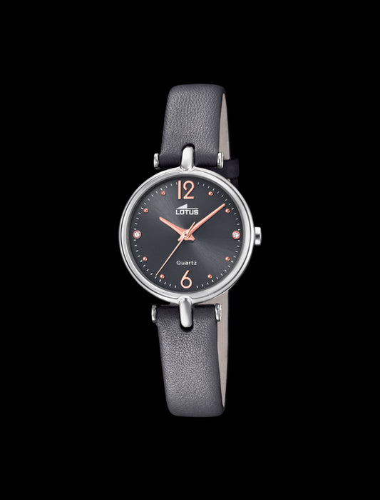 MONTRE NOIR, BRACELET CUIR, FEMME