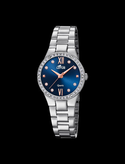 MONTRE BLEU BRACELET EN ACIER, FEMME
