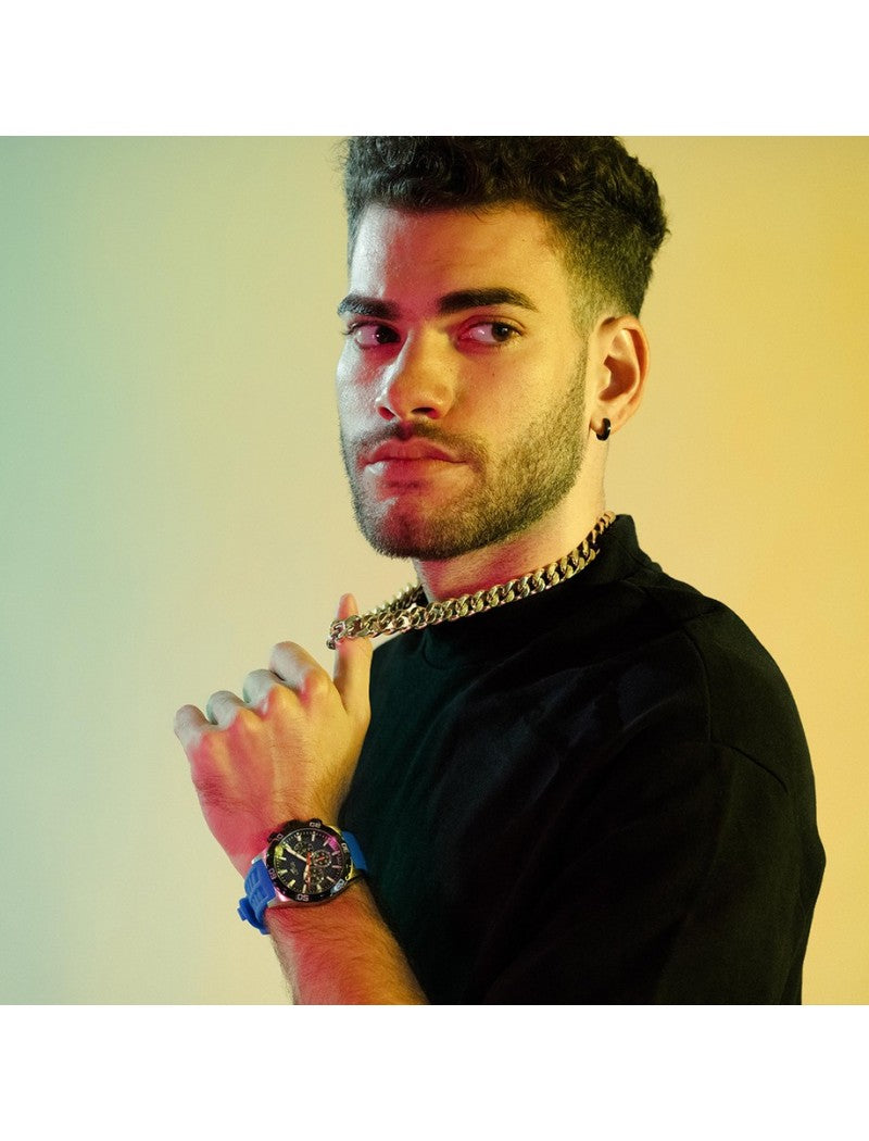 MONTRE COLOR BLEU, BRACELET EN CAOUTCHOUC, HOMME