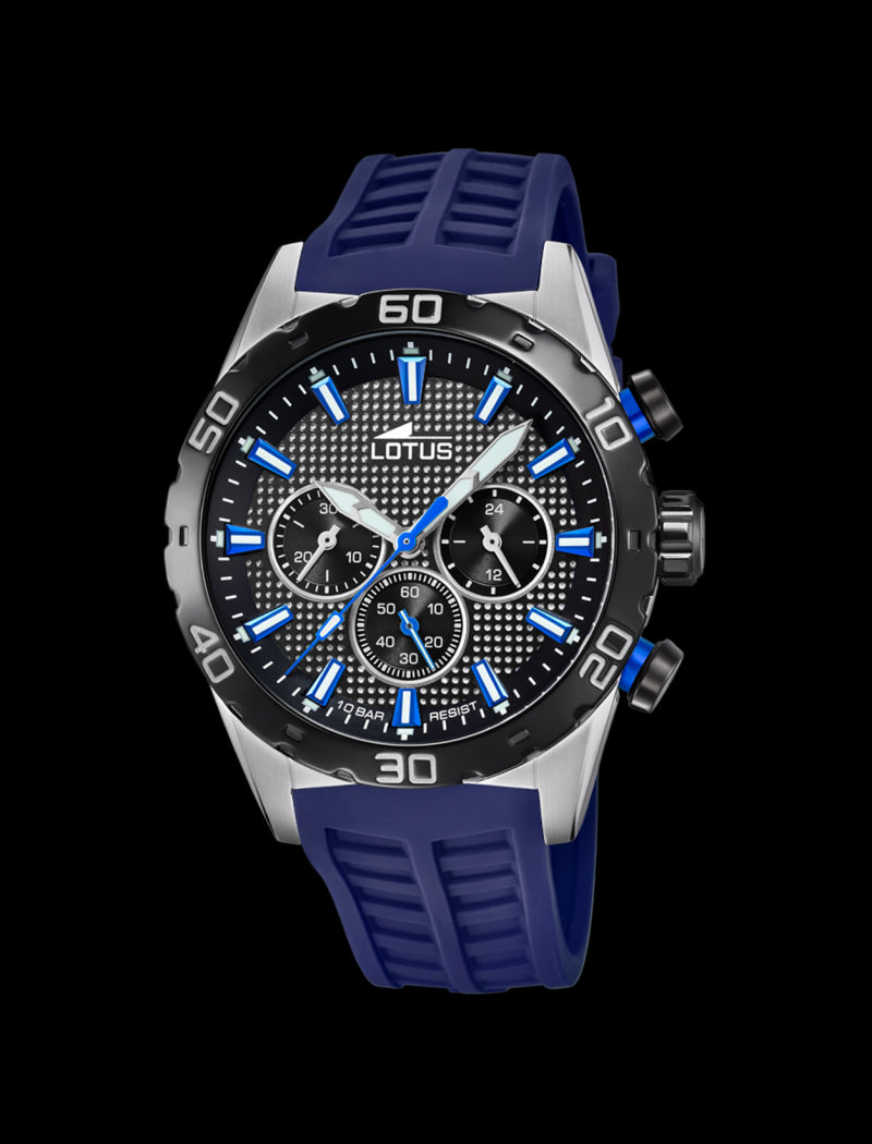 MONTRE COLOR NOIR, BRACELET EN CAOUTCHOUC, HOMME