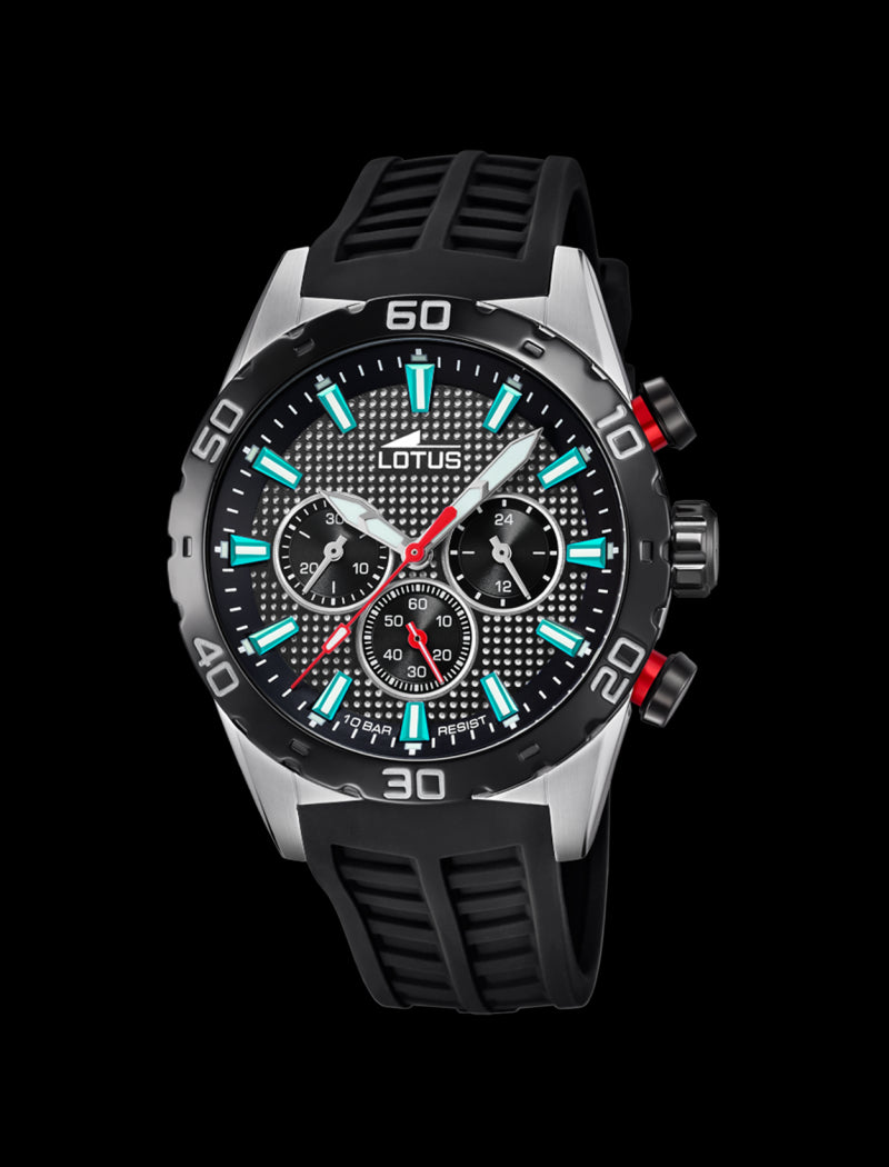 MONTRE COLOR NOIR, BRACELET EN CAOUTCHOUC, HOMME