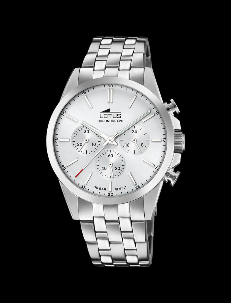 MONTRE CHRONO BLANC BRACELET EN ACIER INOXYDABLE HOMME