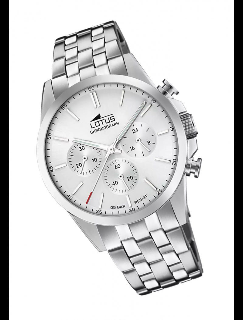 MONTRE CHRONO BLANC BRACELET EN ACIER INOXYDABLE HOMME