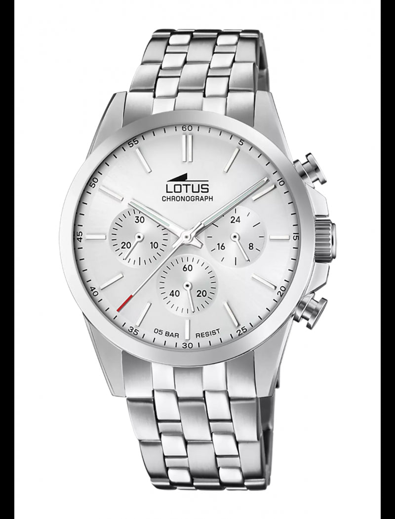 MONTRE CHRONO BLANC BRACELET EN ACIER INOXYDABLE HOMME