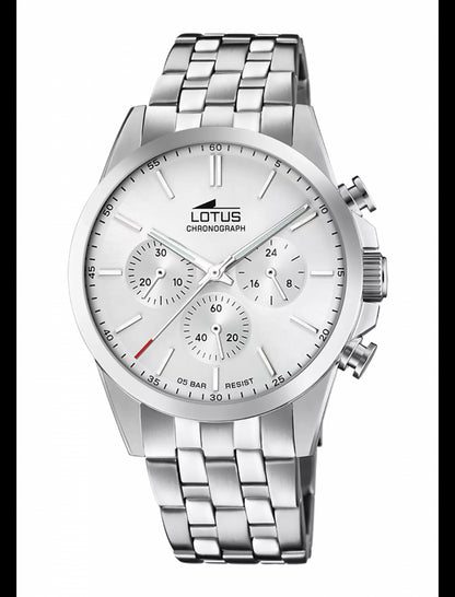 MONTRE CHRONO BLANC BRACELET EN ACIER INOXYDABLE HOMME