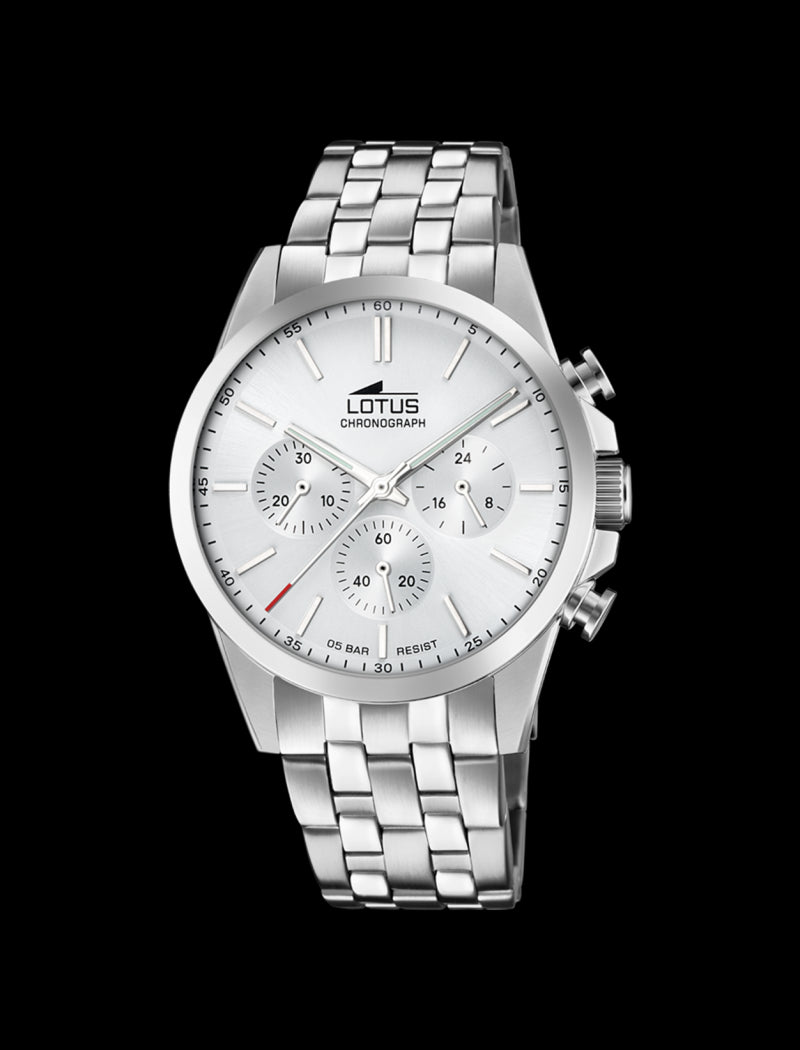 MONTRE CHRONO BLANC BRACELET EN ACIER INOXYDABLE HOMME