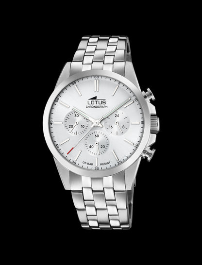 MONTRE CHRONO BLANC BRACELET EN ACIER INOXYDABLE HOMME