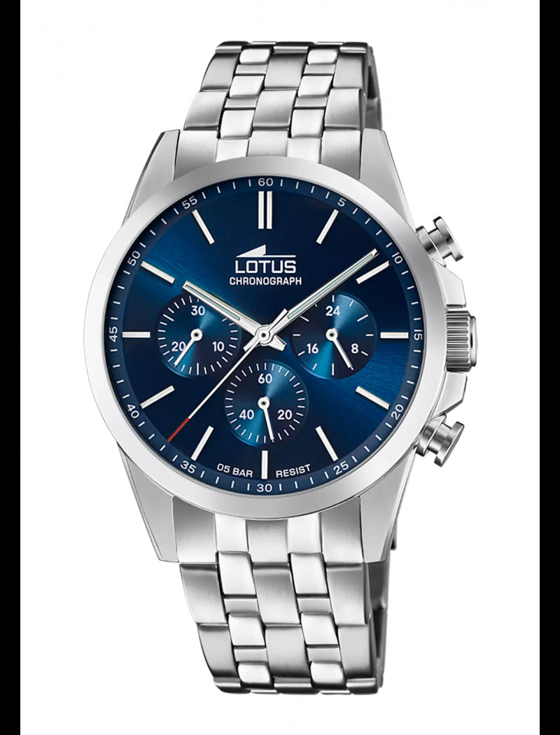 MONTRE CHRONO BLEU BRACELET EN ACIER INOXYDABLE HOMME
