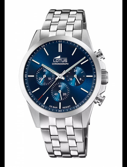 MONTRE CHRONO BLEU BRACELET EN ACIER INOXYDABLE HOMME