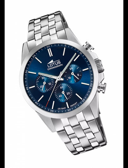 MONTRE CHRONO BLEU BRACELET EN ACIER INOXYDABLE HOMME