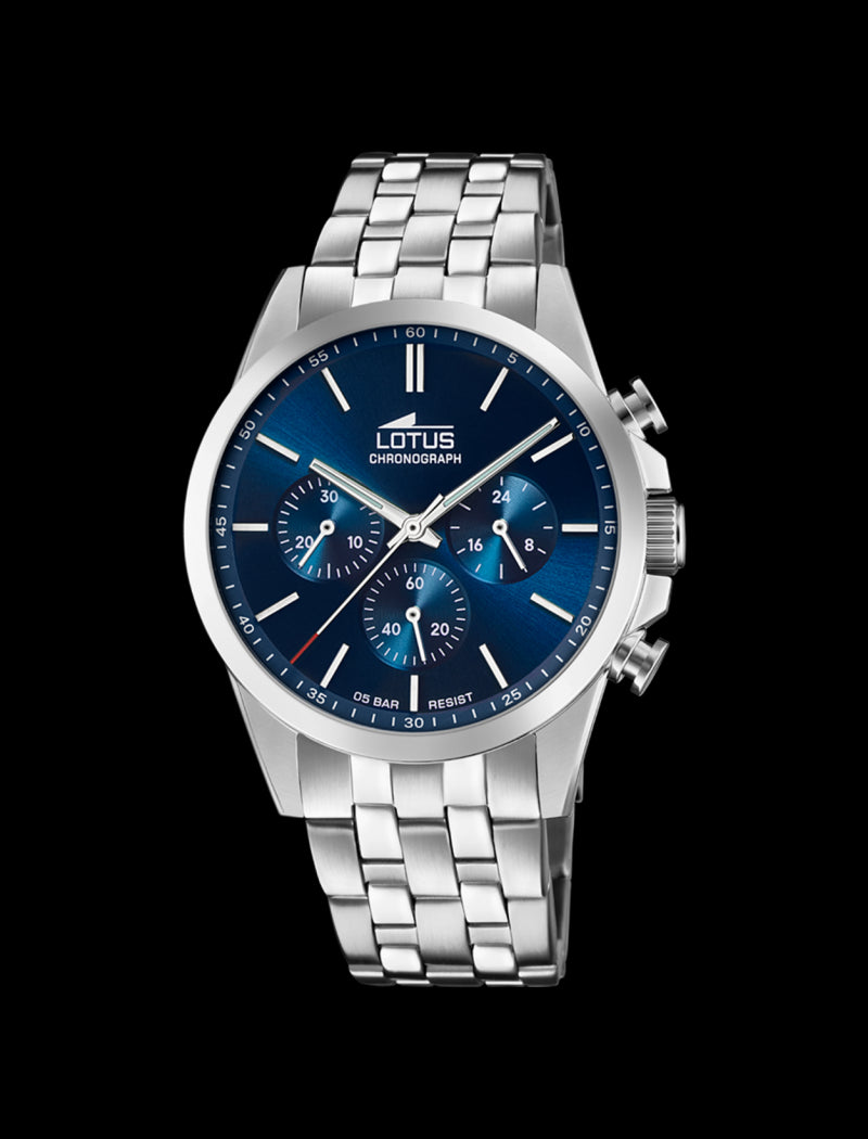 MONTRE CHRONO BLEU BRACELET EN ACIER INOXYDABLE HOMME