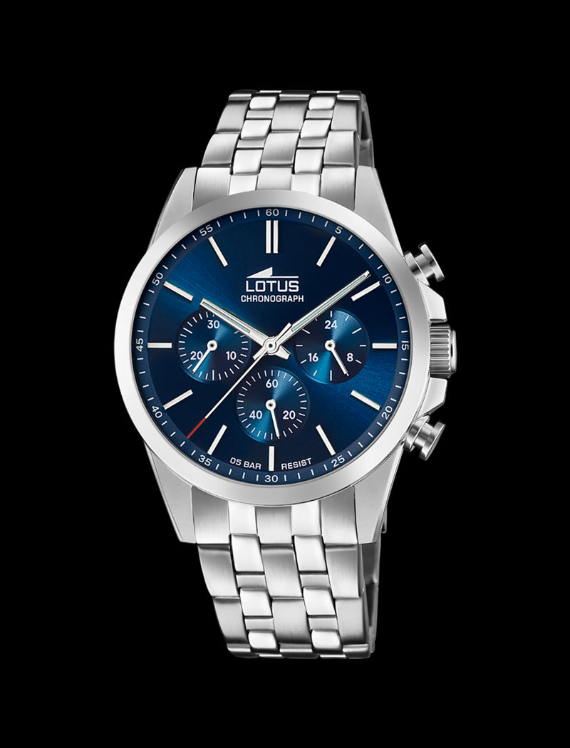 MONTRE CHRONO BLEU BRACELET EN ACIER INOXYDABLE HOMME