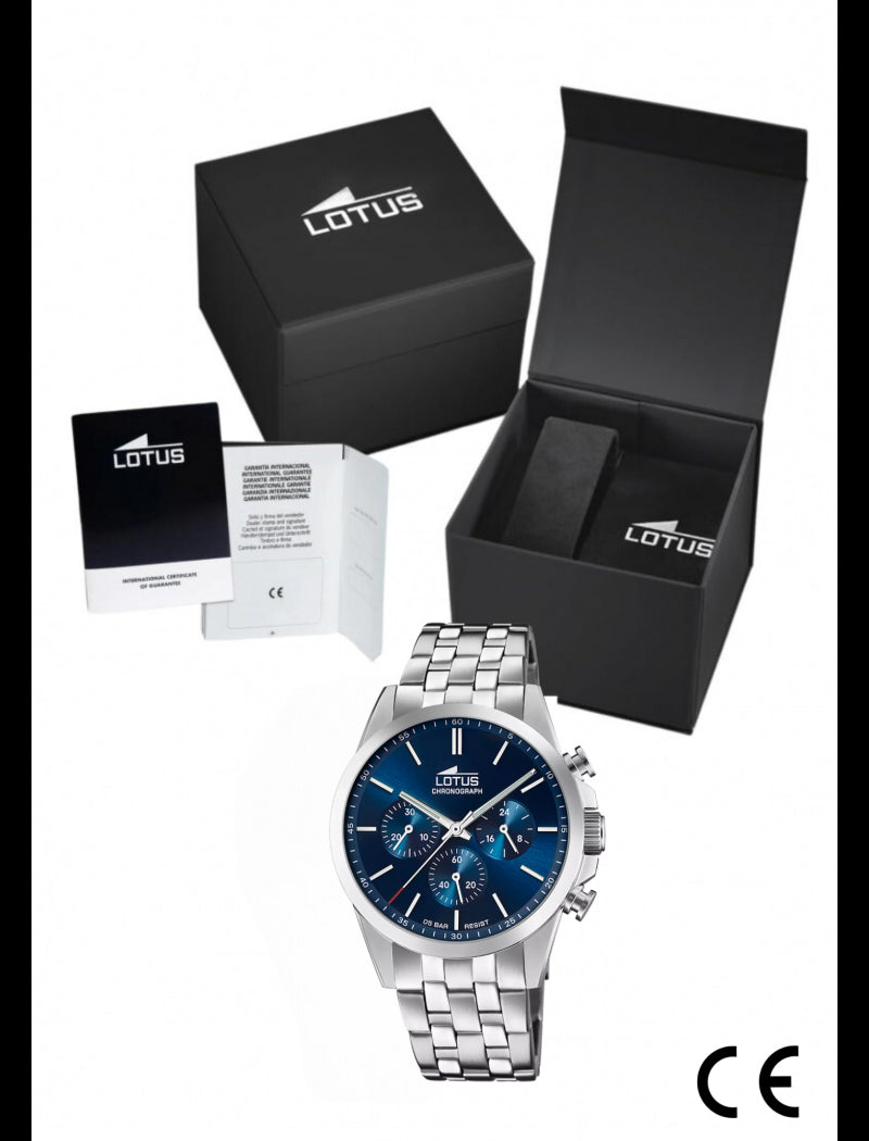 MONTRE CHRONO BLEU BRACELET EN ACIER INOXYDABLE HOMME