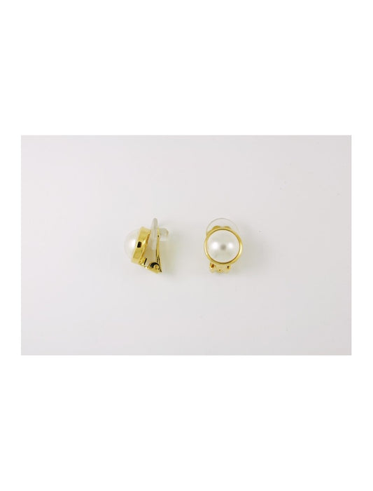 CLIPS LARA AM JAUNE - PERLE BLANCHE - 10 MM