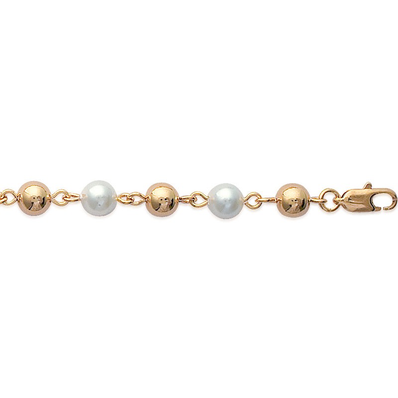 BRACELET Plaqué or - 18 - PERLE BLANCHE