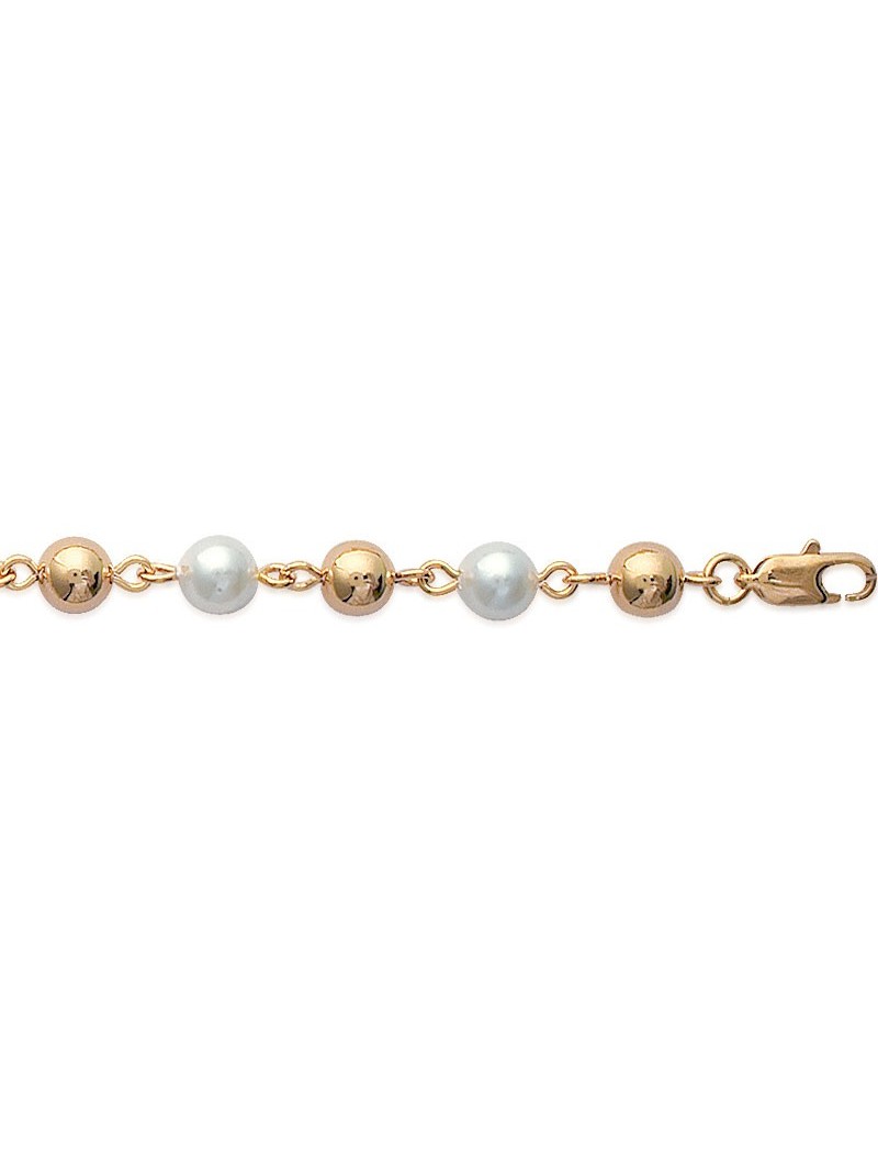 BRACELET Plaqué or - 18 - PERLE BLANCHE