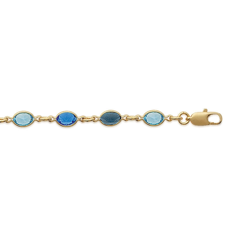 BRACELET Plaqué or - 18 - CRISTAL BLEU