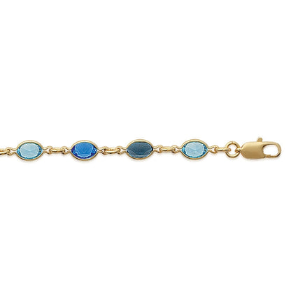 BRACELET Plaqué or - 18 - CRISTAL BLEU