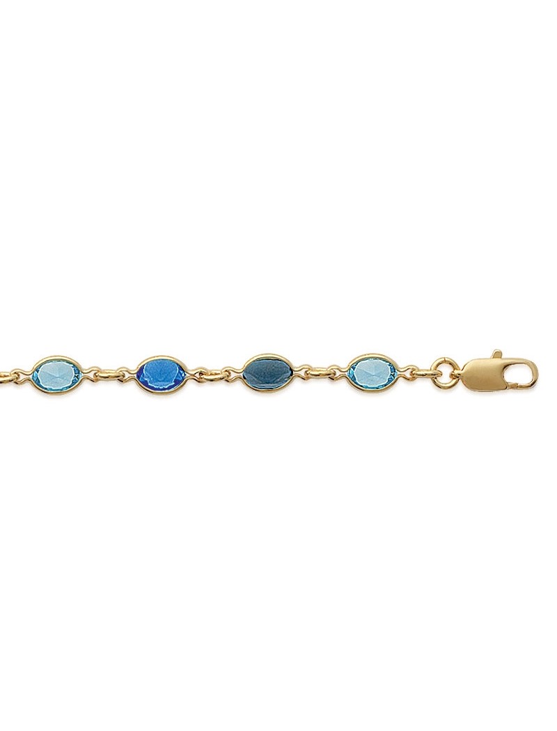 BRACELET Plaqué or - 18 - CRISTAL BLEU