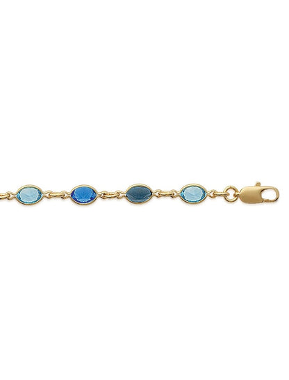 BRACELET Plaqué or - 18 - CRISTAL BLEU