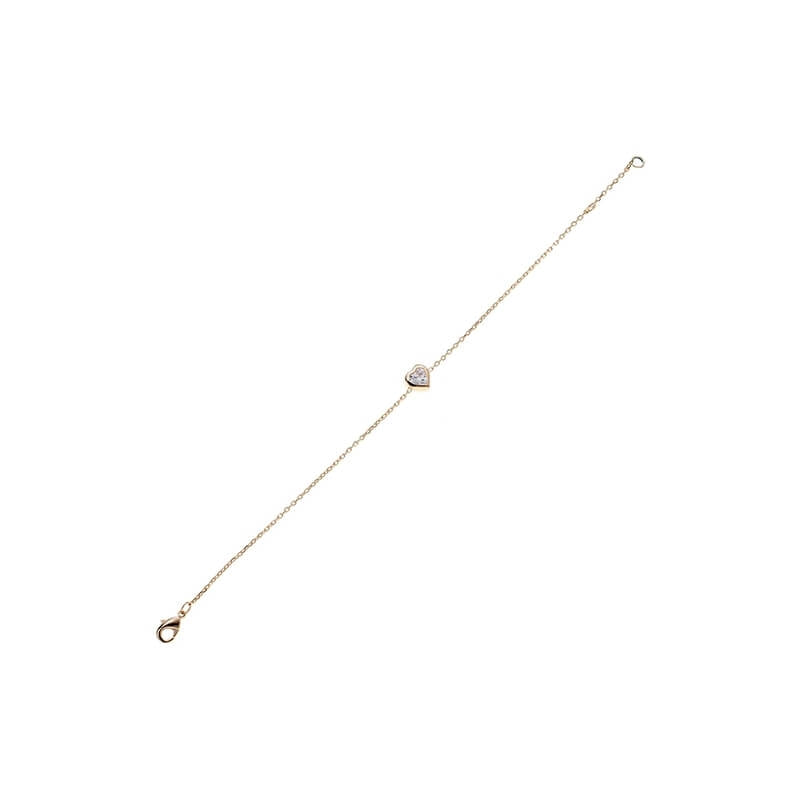 BRACELET Plaqué or - 16+2 - ZIRCONIA - COEUR