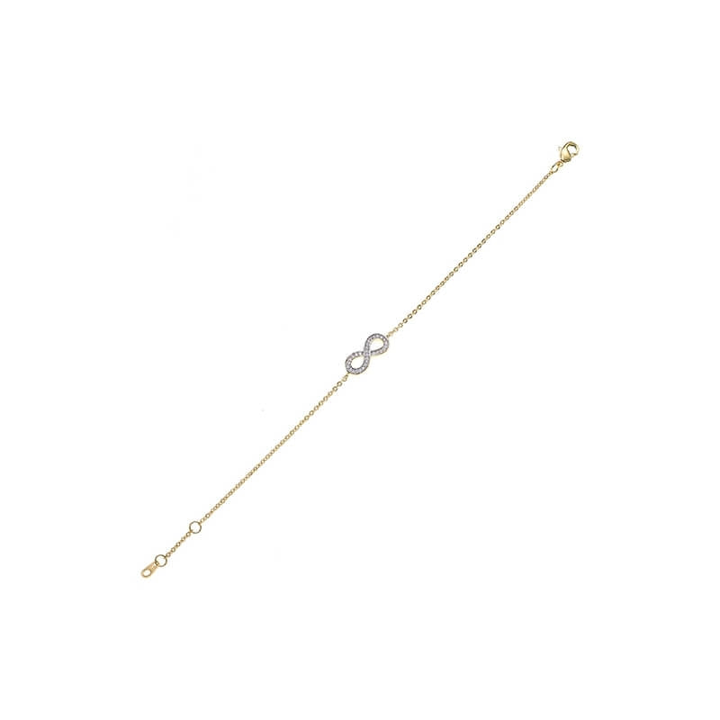 BRACELET Plaqué or - 16+1 - BICOLor - ZIRCONIA - INFINI