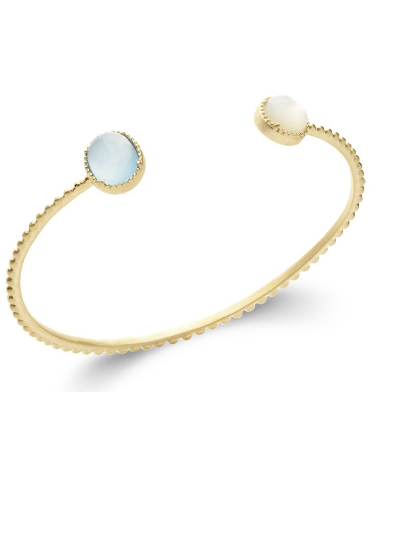 BRACELET Plaqué or - AGATE BLEUE - NACRE