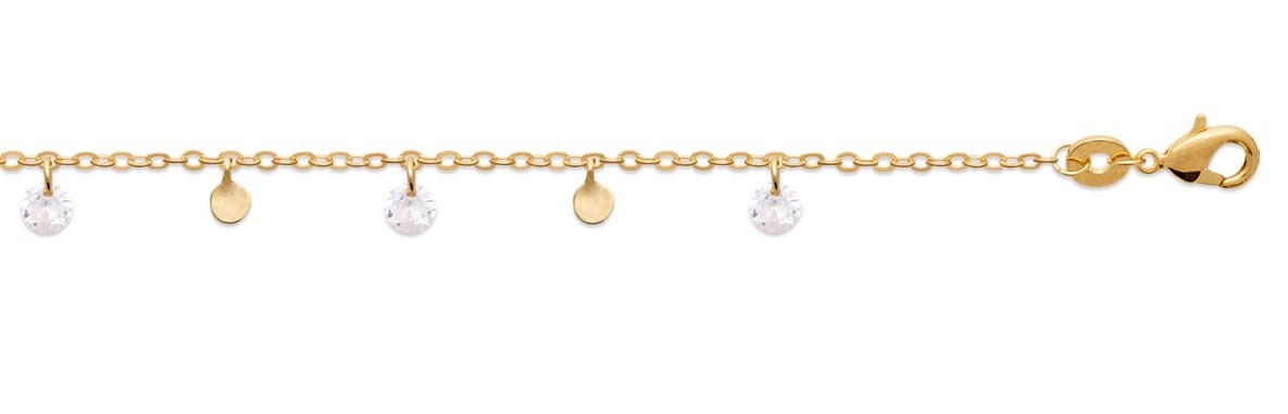 BRACELET Plaqué or - 16+2 - ZIRCONIA