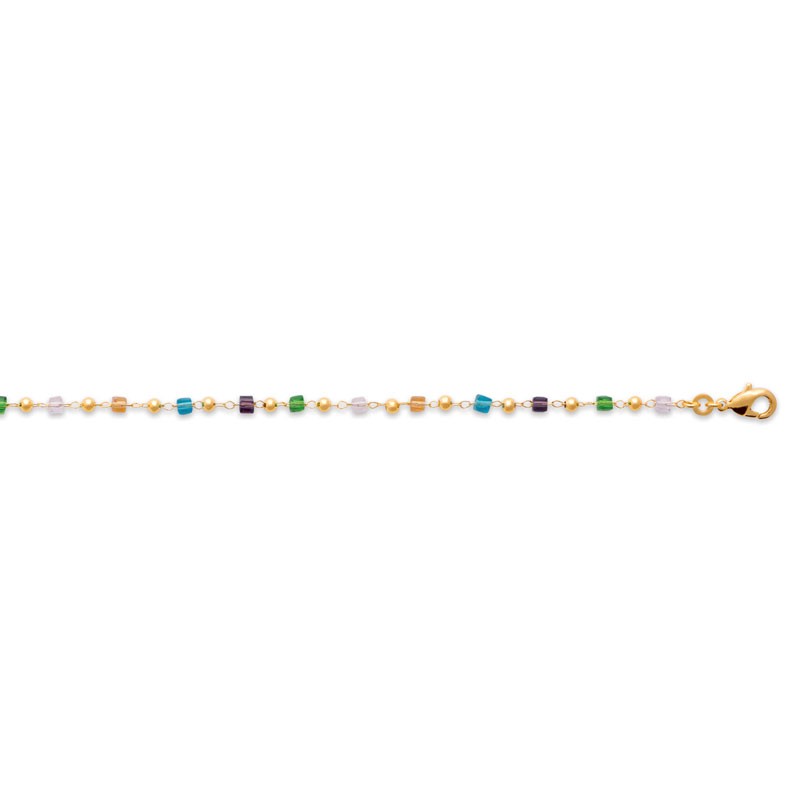 BRACELETPlaqué or- 16+2CM - ZIRCONIA MULTICOLorS