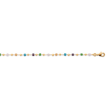 BRACELETPlaqué or- 16+2CM - ZIRCONIA MULTICOLorS