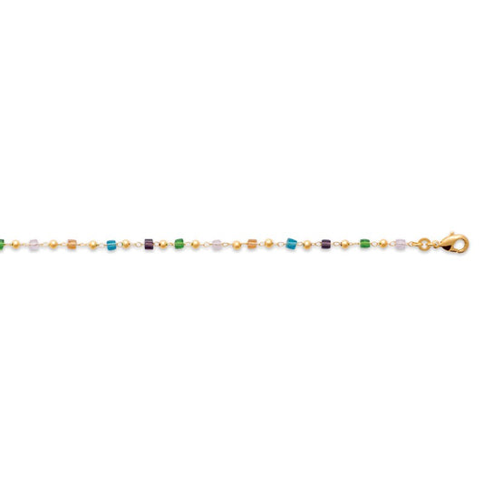 BRACELETPlaqué or- 16+2CM - ZIRCONIA MULTICOLorS
