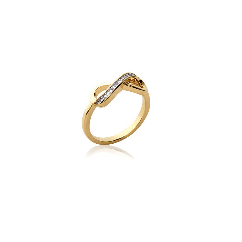 BAGUE PLAQUE OR - BICOLORE - ZIRCONIA - INFINI