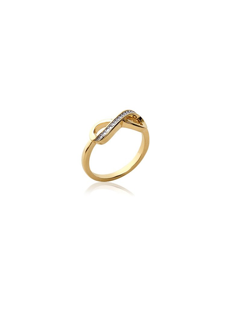 BAGUE PLAQUE OR - BICOLORE - ZIRCONIA - INFINI