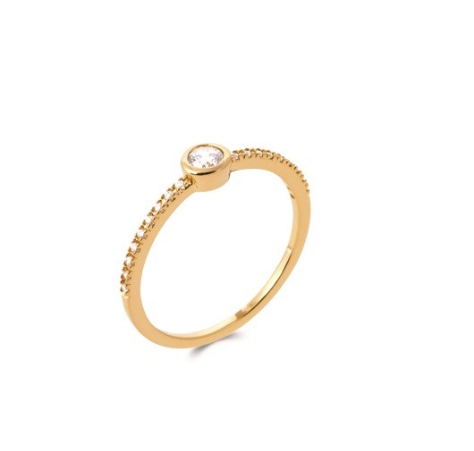 BAGUE PLAQUE OR - ZIRCONIA