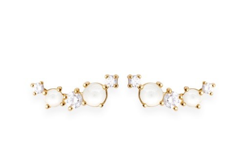 BOUCLES d'orilles  Plaqué or - ZIRCONIA - S. OPALE