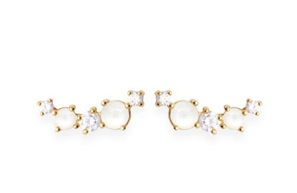 BOUCLES d'orilles  Plaqué or - ZIRCONIA - S. OPALE