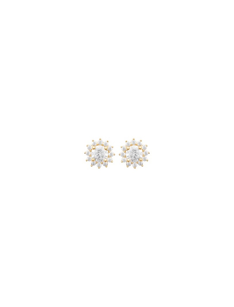 BOUCLES D'OREILLES PLAQUE OR - ZIRCONIA