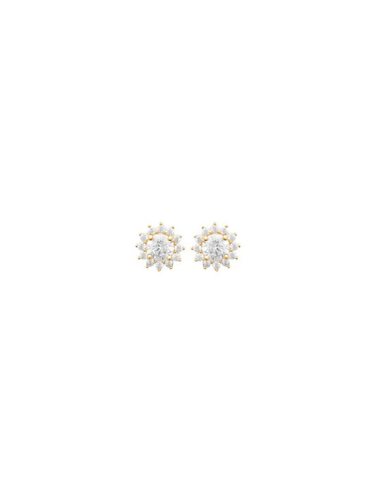 BOUCLES D'OREILLES PLAQUE OR - ZIRCONIA