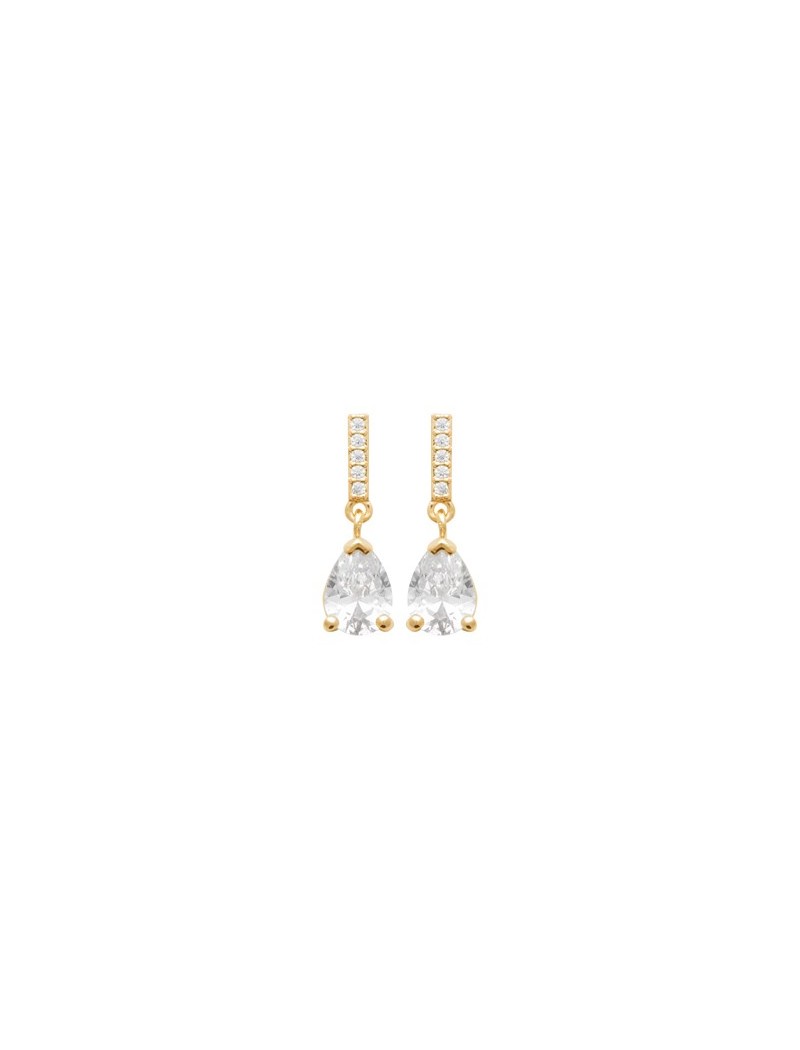 BOUCLES D'OREILLES PLAQUE OR - ZIRCONIA