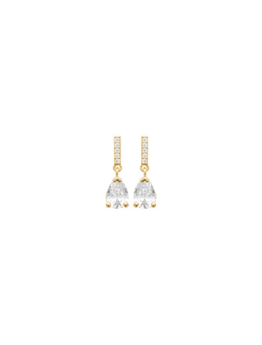 BOUCLES D'OREILLES PLAQUE OR - ZIRCONIA