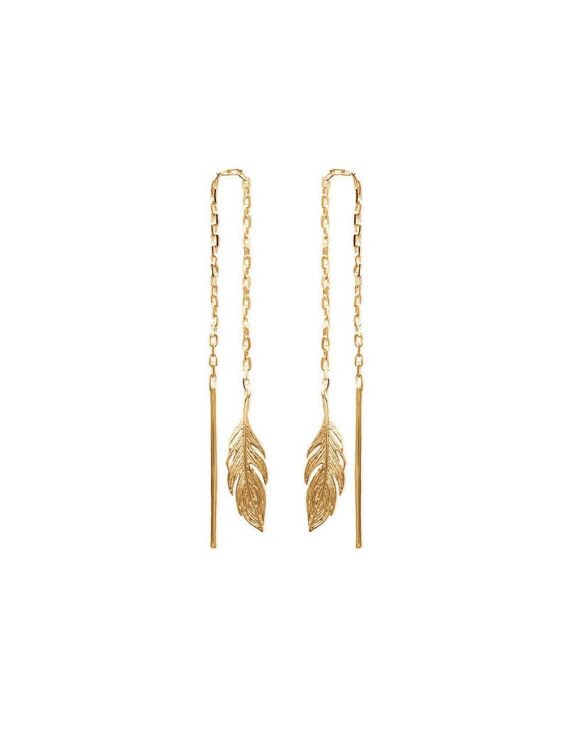 BOUCLES d'orilles  - Plaqué or - PENDANTES - PLUME