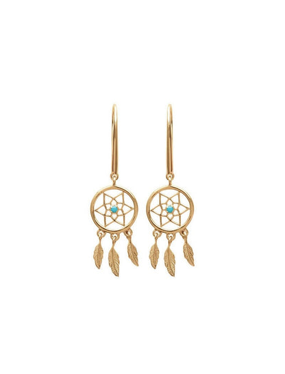 BOUCLES d'orilles  Plaqué or - PENDANTES - S. TURQOUOISE - ATTRAPE REVES