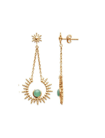BOUCLES d'orilles  Plaqué or - PENDANTES - AVENTURINE