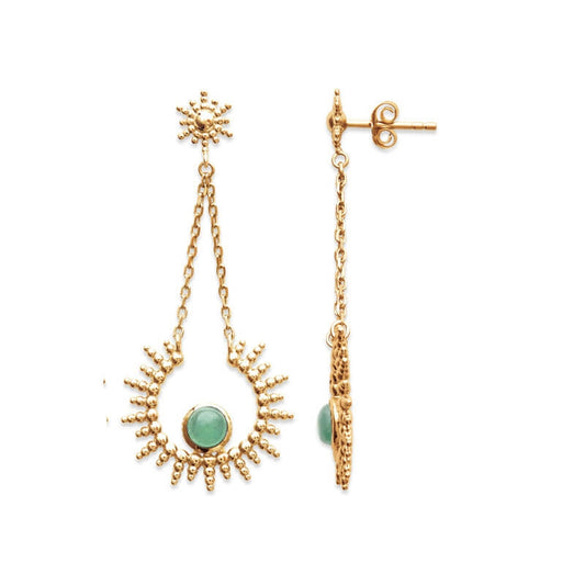 BOUCLES d'orilles  Plaqué or - PENDANTES - AVENTURINE