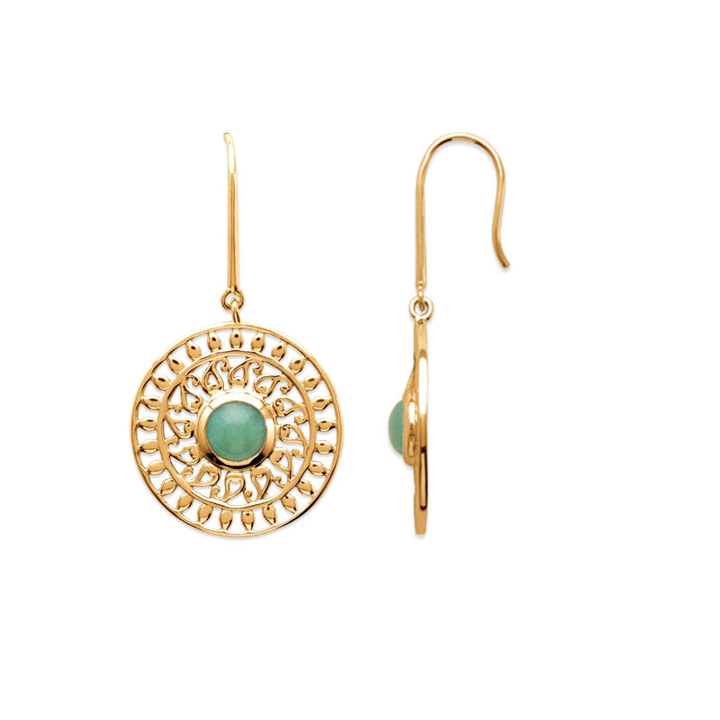 BOUCLES d'orilles  Plaqué or - AVENTURINE