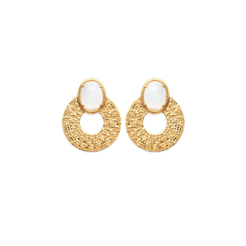 BOUCLES d'orilles  Plaqué or - PIERRE DE LUNE