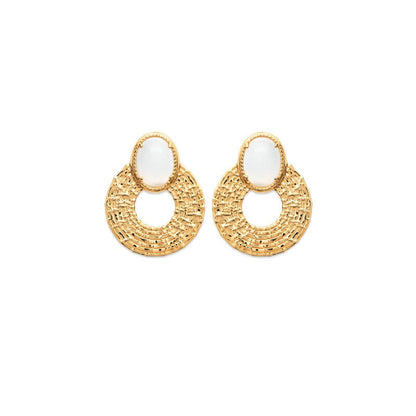 BOUCLES d'orilles  Plaqué or - PIERRE DE LUNE