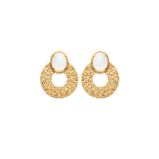 BOUCLES d'orilles  Plaqué or - PIERRE DE LUNE