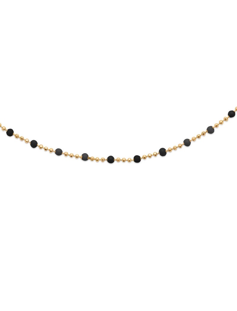 COLLIER Plaqué or - 42+5 - PERLE EMAIL NOIRE